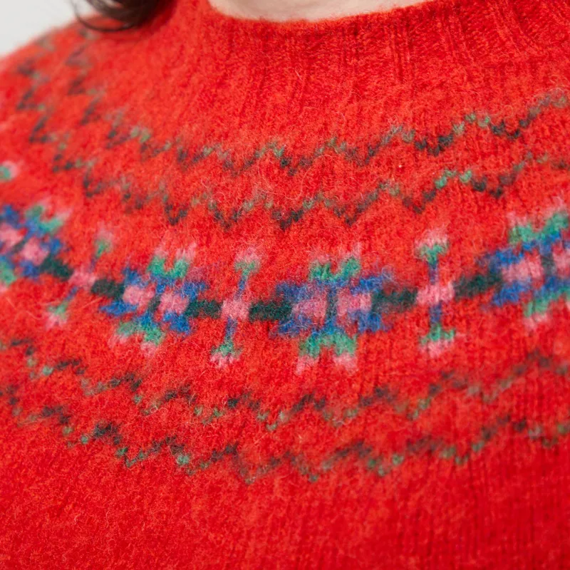 Lowie Womens Fair Isle Yoke Jumper Red-4