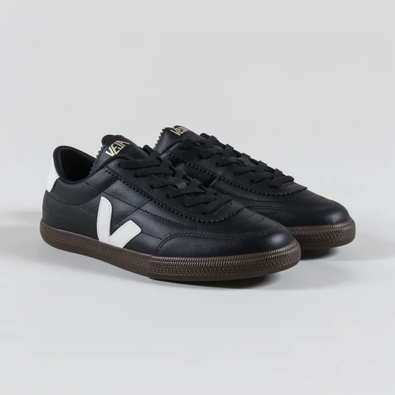 Veja Womens Panenka OT Leather Shoes Trainers Black White