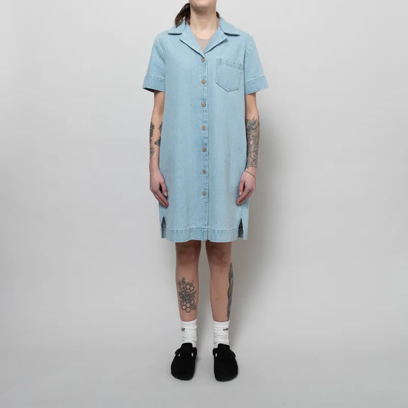Folk Womens Shirt Dress Heavy Bleach Denim
