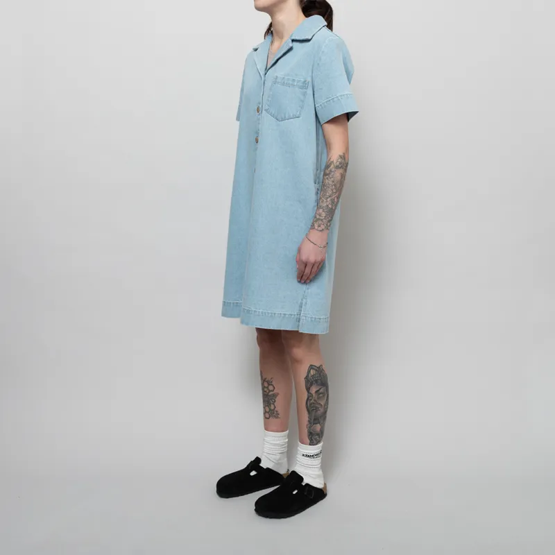 Folk Womens Shirt Dress Heavy Bleach Denim-1
