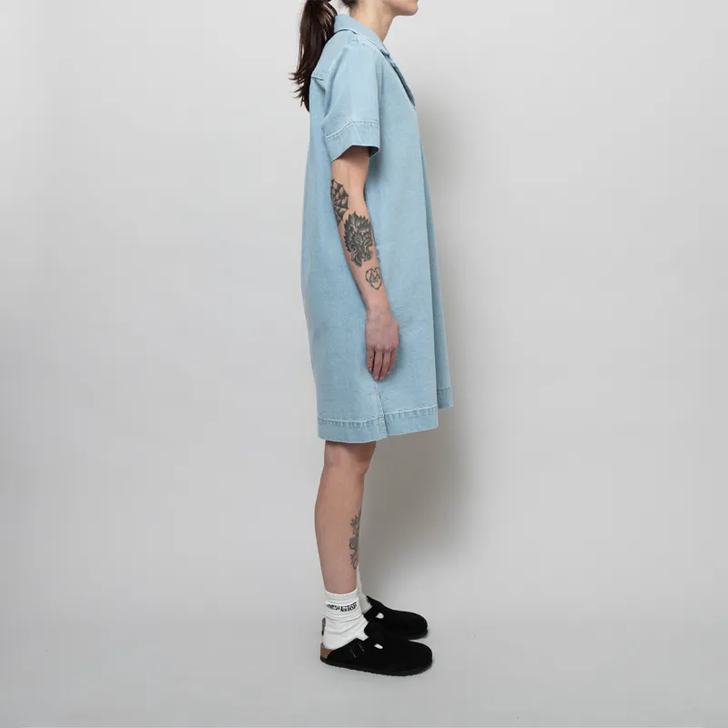 Folk Womens Shirt Dress Heavy Bleach Denim-4