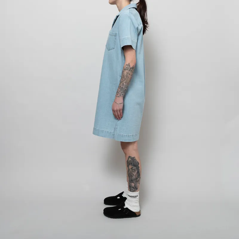 Folk Womens Shirt Dress Heavy Bleach Denim-2