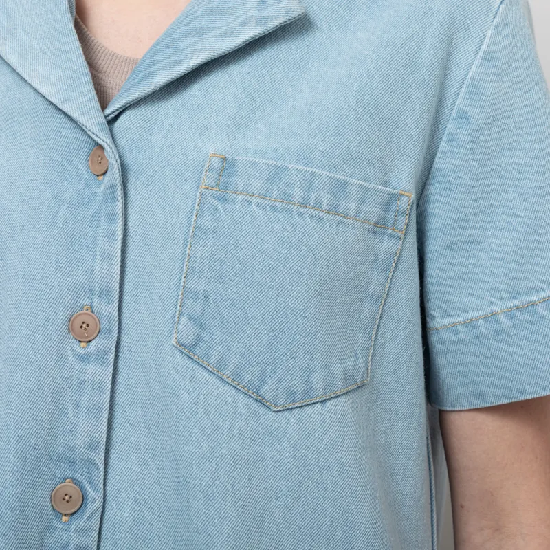 Folk Womens Shirt Dress Heavy Bleach Denim-6