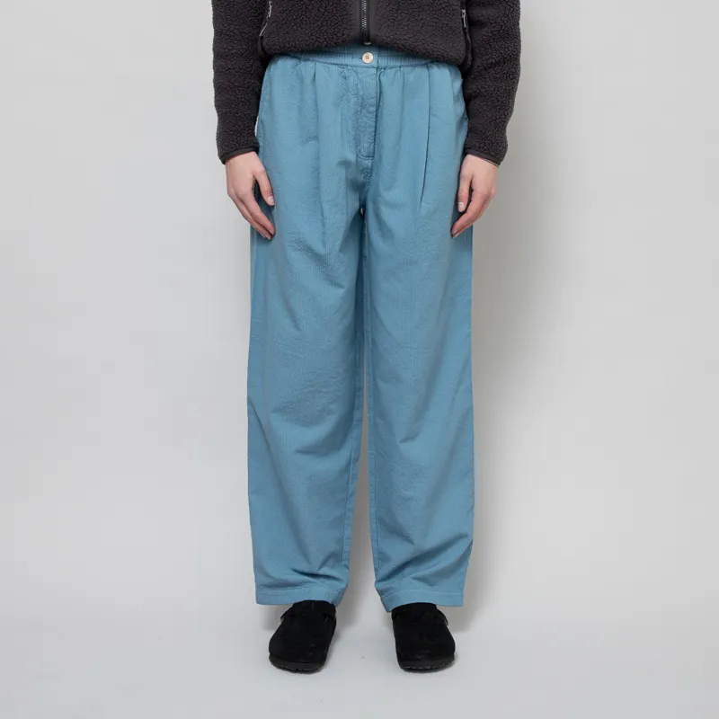 Folk Womens Drawcord Baggy Pants Light Indigo Topstitch