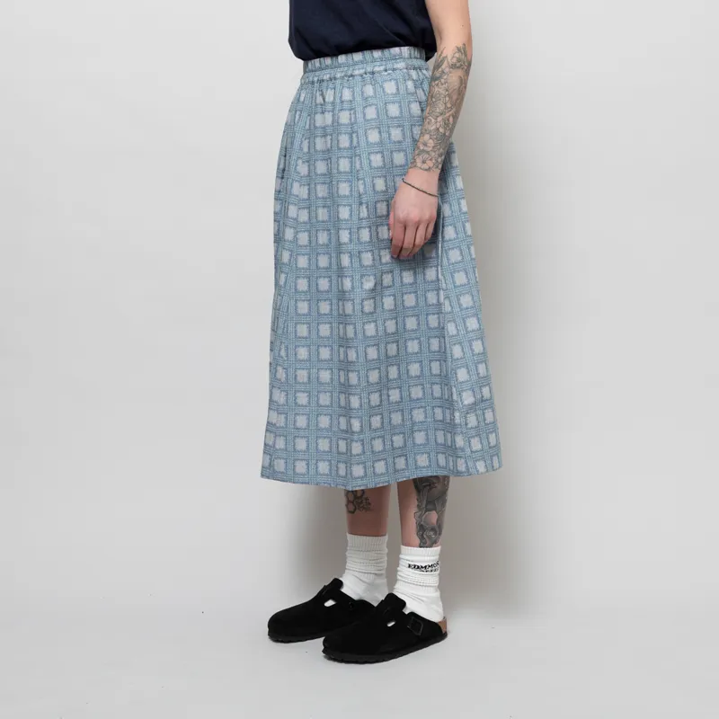 Folk Womens Full Seam Skirt Blue Tile Tapestry-1
