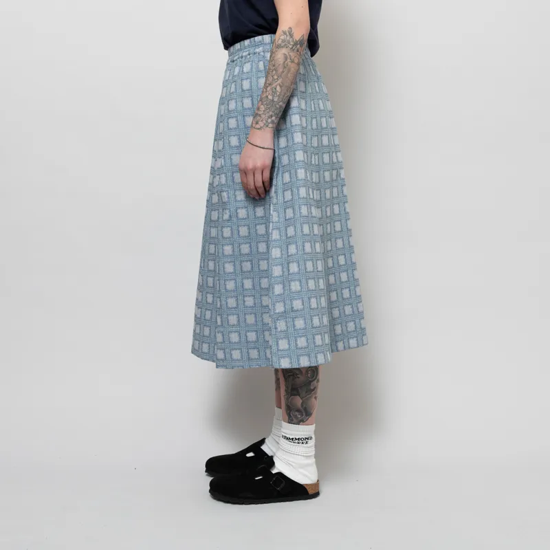 Folk Womens Full Seam Skirt Blue Tile Tapestry-2