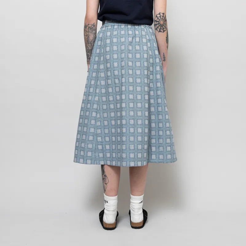 Folk Womens Full Seam Skirt Blue Tile Tapestry-3