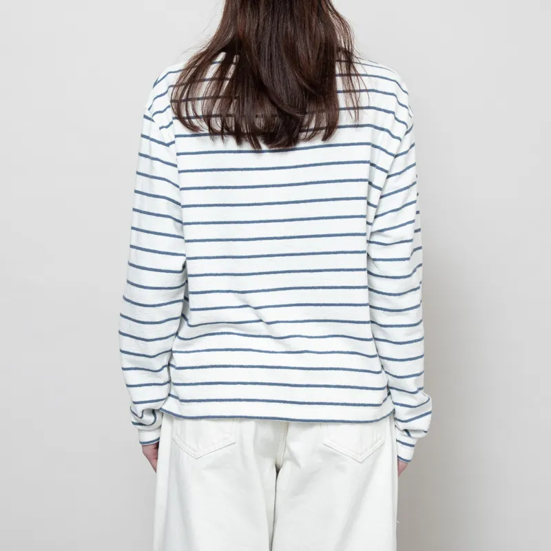 Folk Womens Boat Neck T Shirt Off White Soft Blue-3