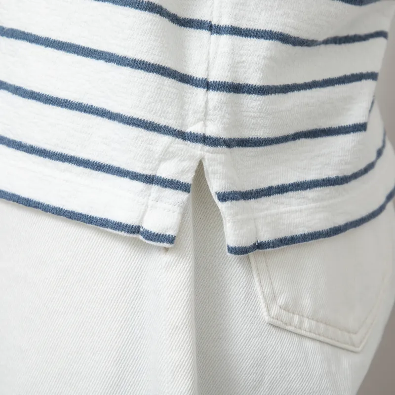 Folk Womens Boat Neck T Shirt Off White Soft Blue-7