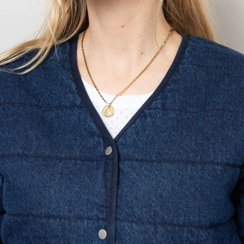 Folk Womens Quilted Liner Jacket Indigo Denim-6