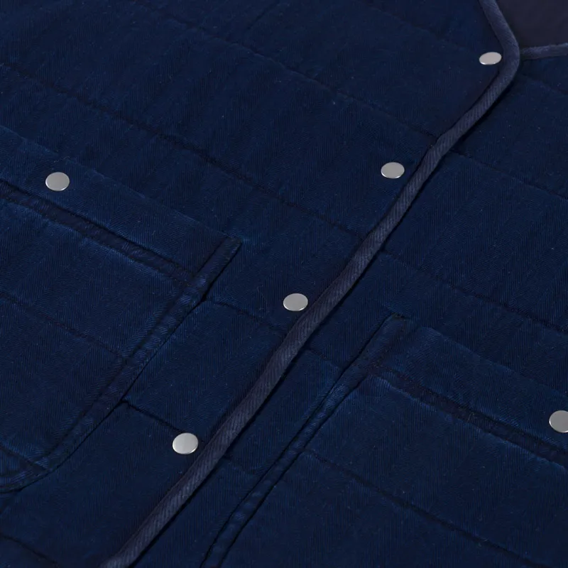 Folk Womens Quilted Gilet Denim Herringbone-4