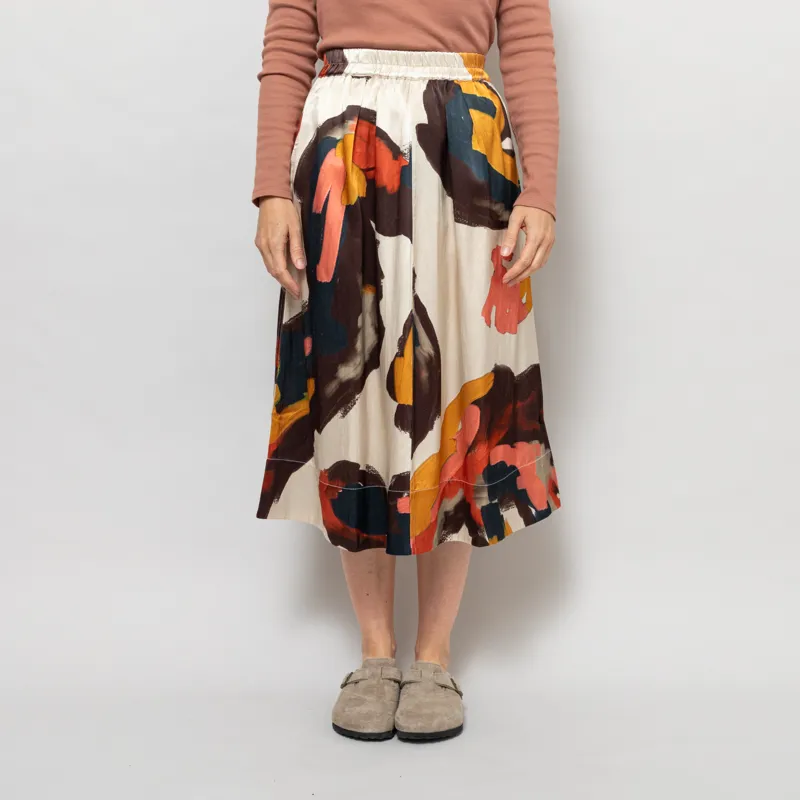 Folk Womens Full Seam Skirt Impasto Print Satin