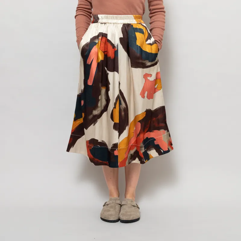 Folk Womens Full Seam Skirt Impasto Print Satin-1