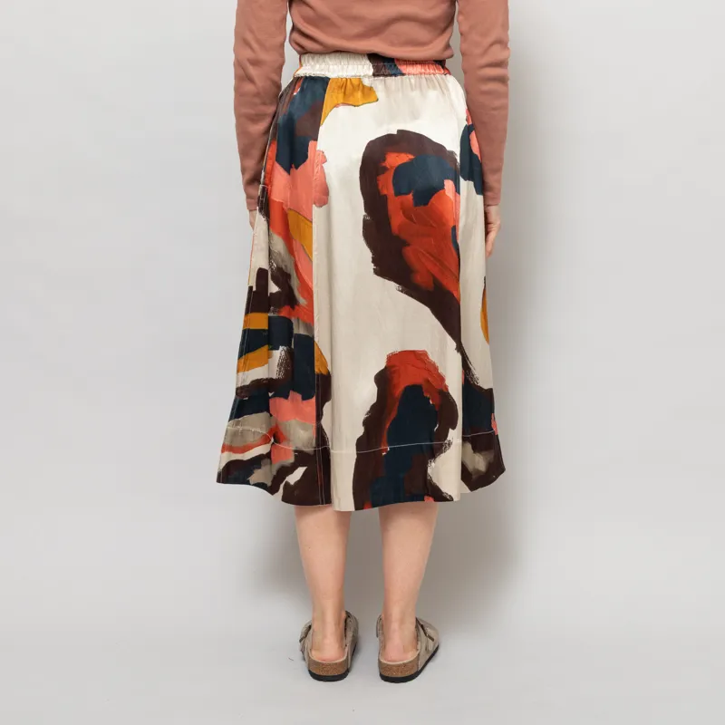 Folk Womens Full Seam Skirt Impasto Print Satin-4