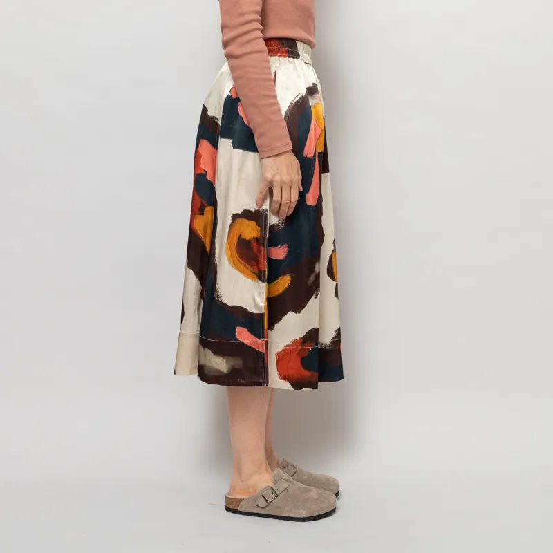 Folk Womens Full Seam Skirt Impasto Print Satin-5