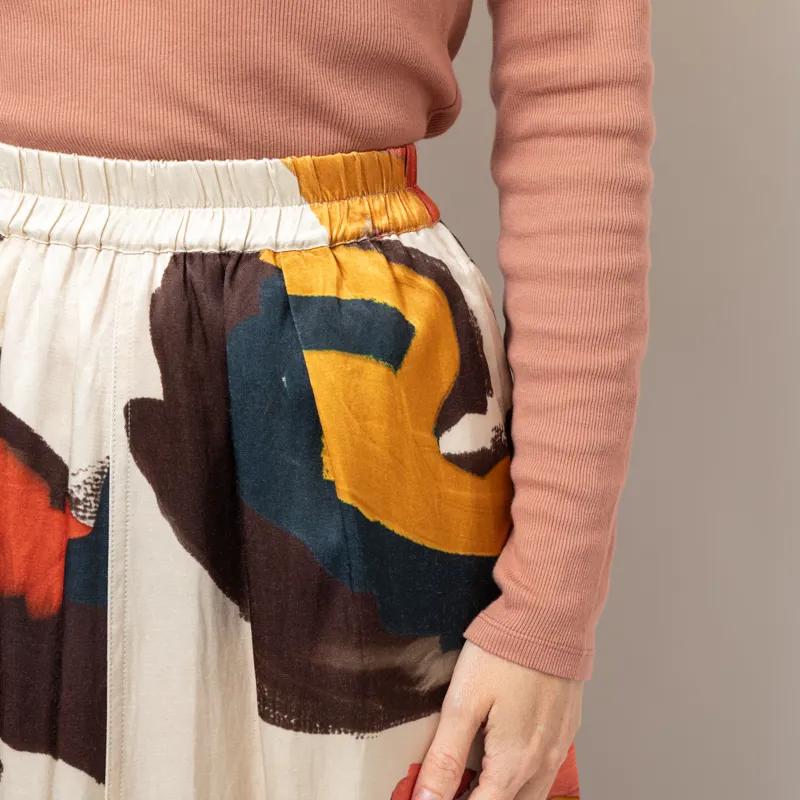 Folk Womens Full Seam Skirt Impasto Print Satin-9