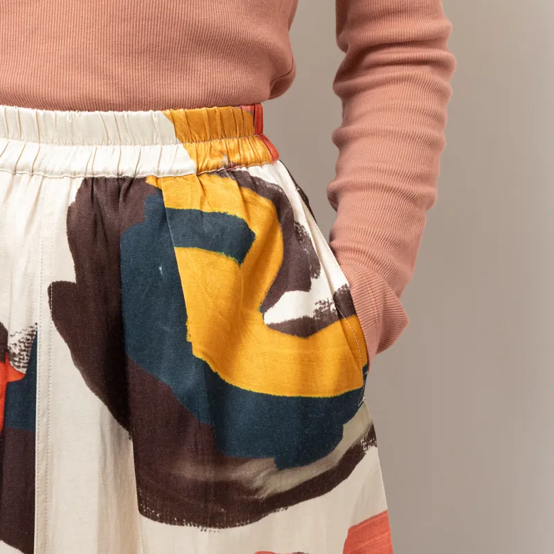 Folk Womens Full Seam Skirt Impasto Print Satin-8