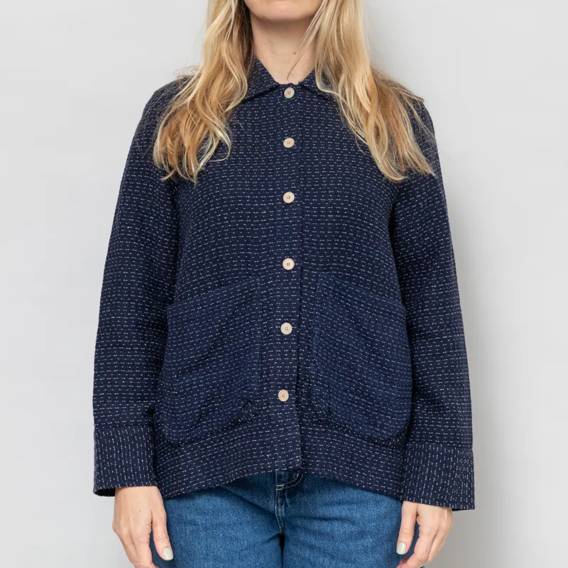 Folk Womens Pleated Shirt Indigo Floatstitch 