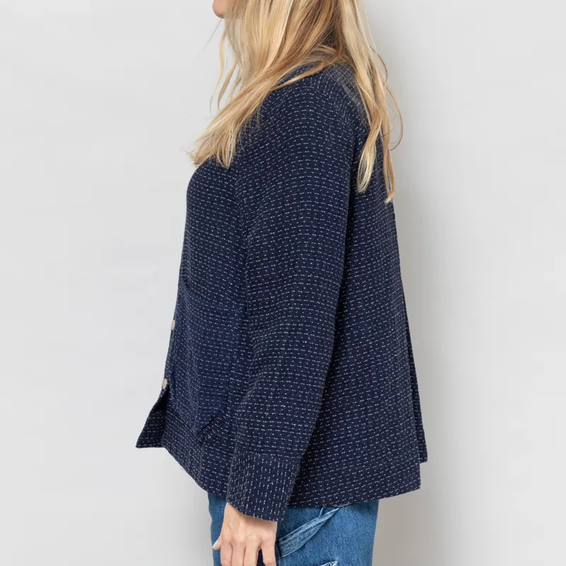 Folk Womens Pleated Shirt Indigo Floatstitch -2