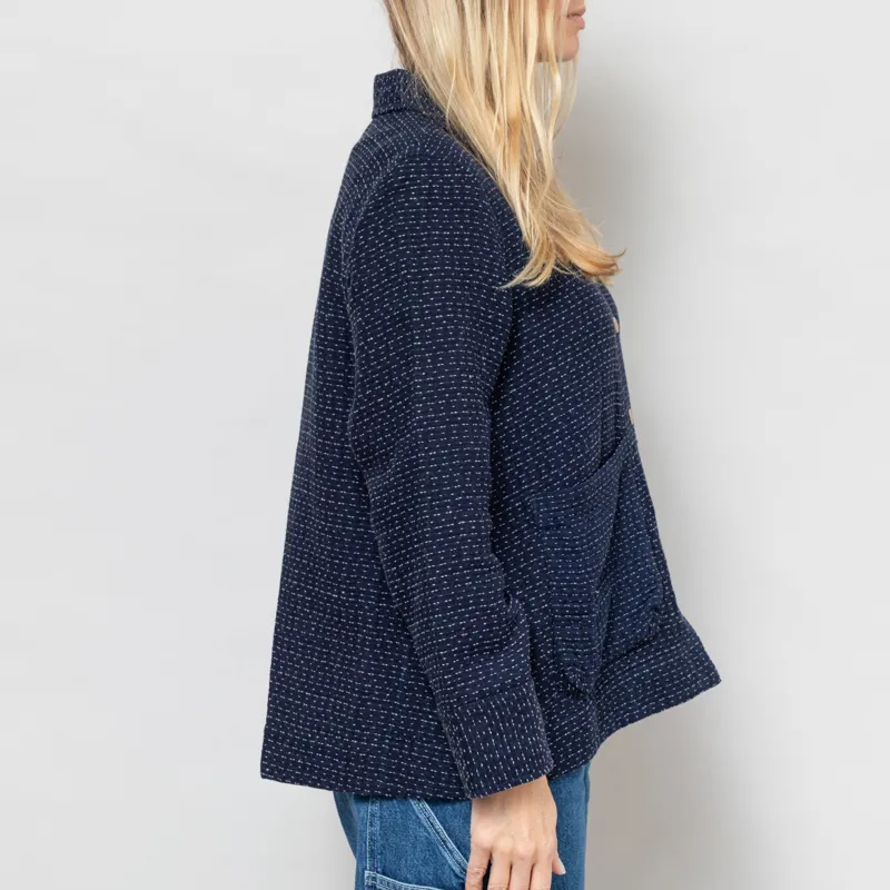 Folk Womens Pleated Shirt Indigo Floatstitch -4