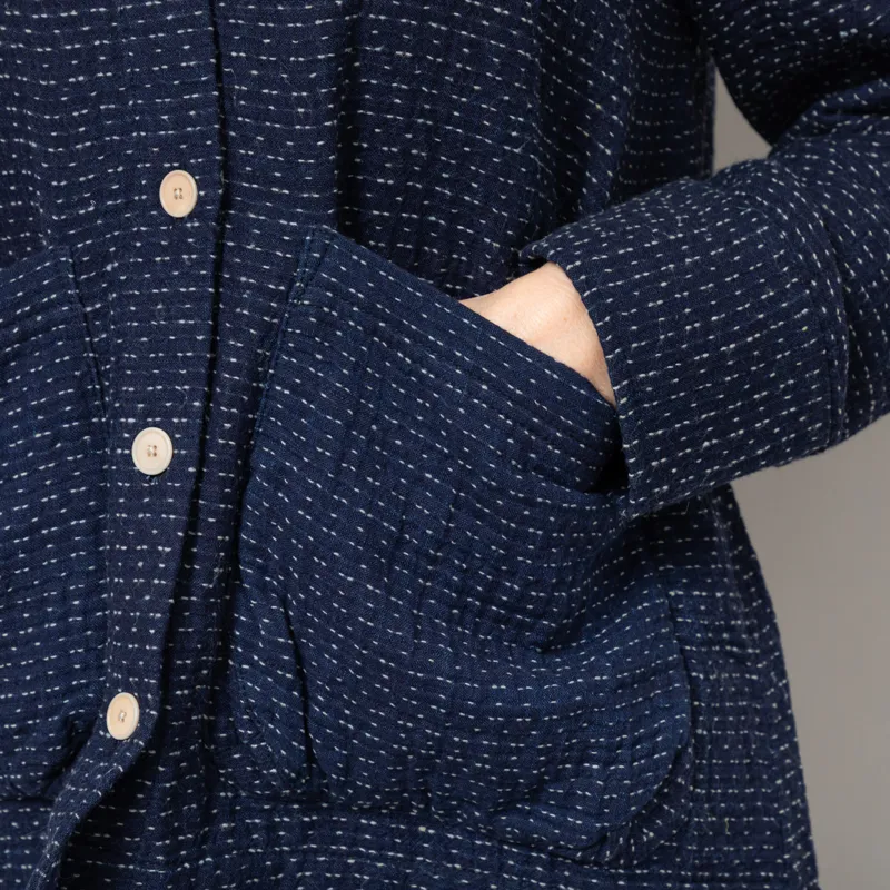 Folk Womens Pleated Shirt Indigo Floatstitch -7