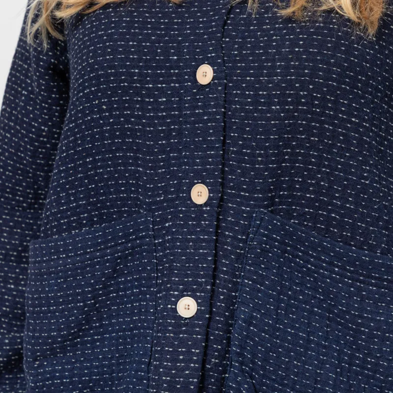 Folk Womens Pleated Shirt Indigo Floatstitch -6