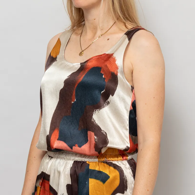 Folk Womens Scoop Back Vest Impasto Print Satin-2