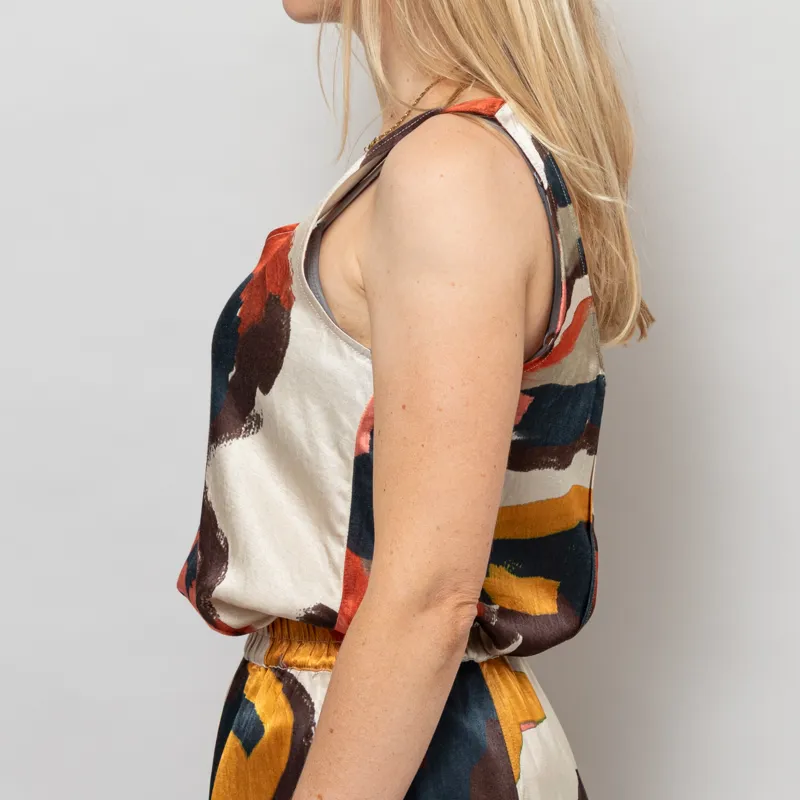 Folk Womens Scoop Back Vest Impasto Print Satin-3