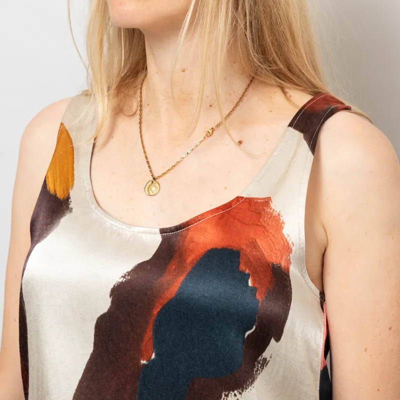 Folk Womens Scoop Back Vest Impasto Print Satin-6