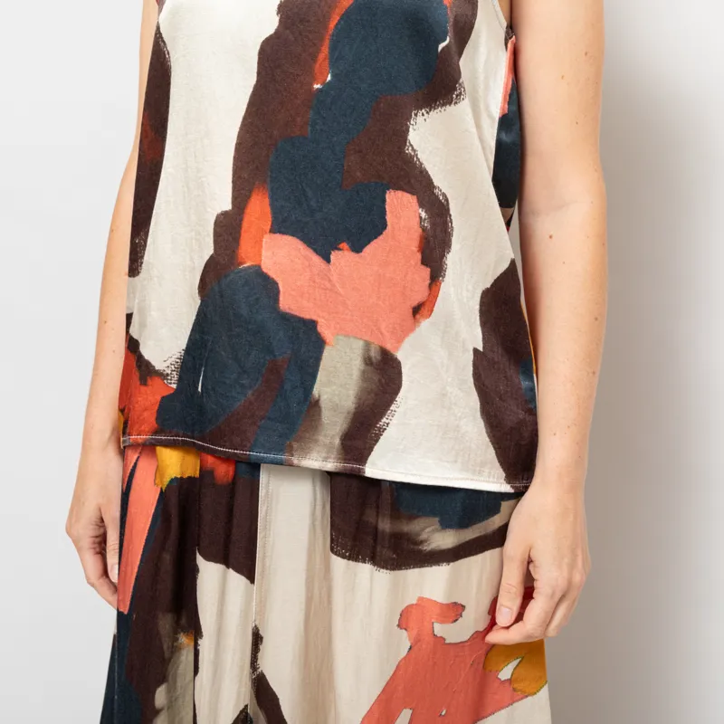 Folk Womens Scoop Back Vest Impasto Print Satin-7