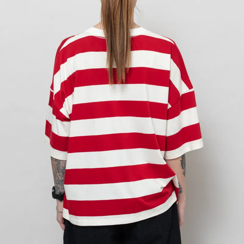 Folk Womens Boyfriend T Shirt Carnation Ecru Stripe-3