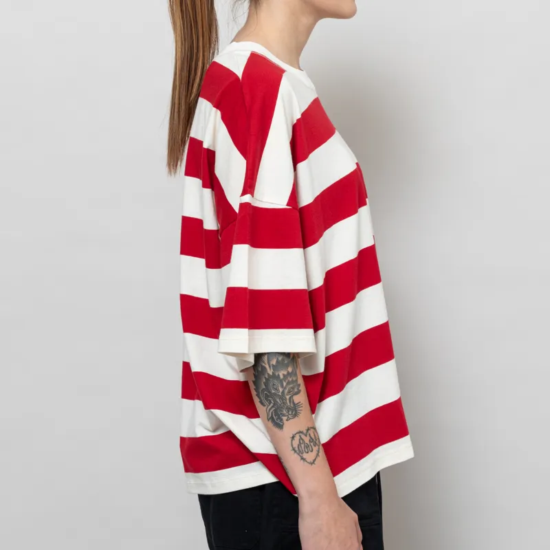 Folk Womens Boyfriend T Shirt Carnation Ecru Stripe-4