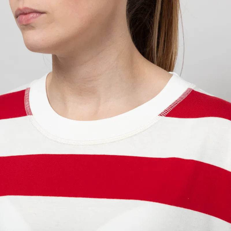 Folk Womens Boyfriend T Shirt Carnation Ecru Stripe-5