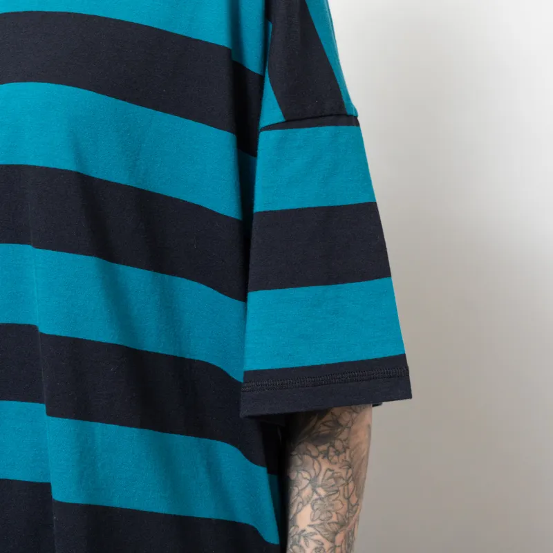 Folk Womens Boyfriend T Shirt Navy Teal Stripe-6