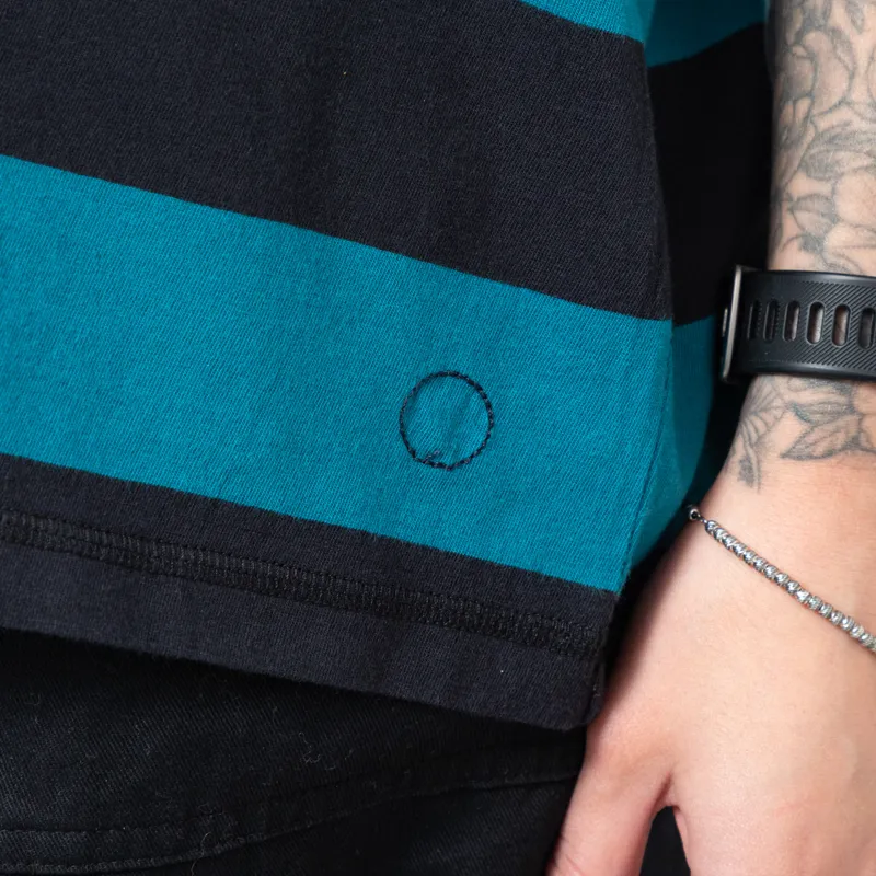 Folk Womens Boyfriend T Shirt Navy Teal Stripe-7