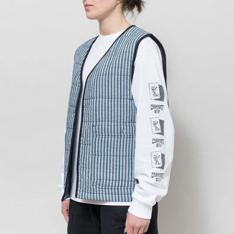 Folk Womens Gilet Indigo Crinkle Mini Check-1