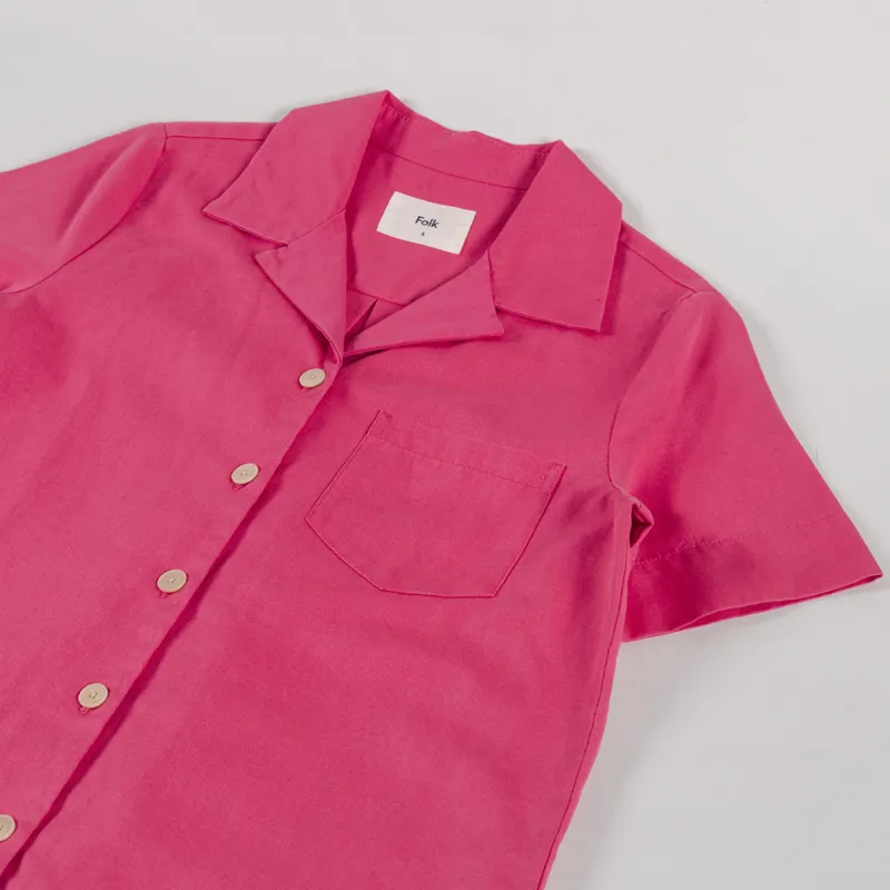 Folk Womens Shirt Dress Rose Red-2