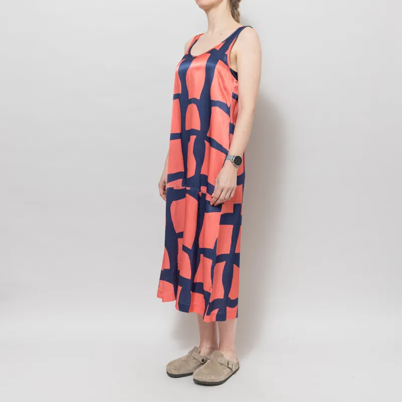 Folk Womens Slip Dress Abstract Block Print Navy-1