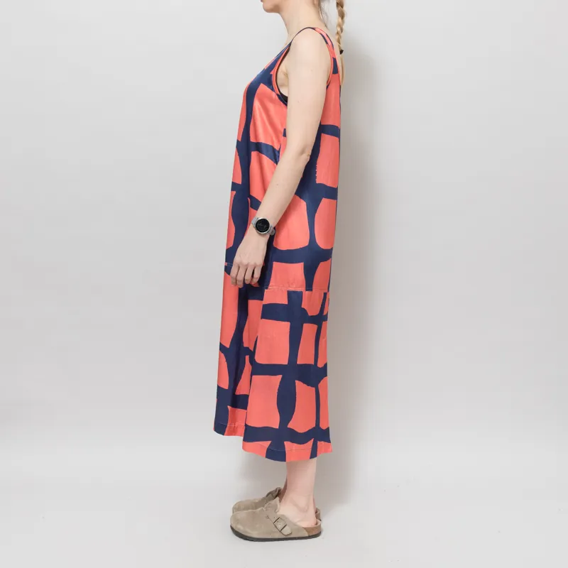 Folk Womens Slip Dress Abstract Block Print Navy-2