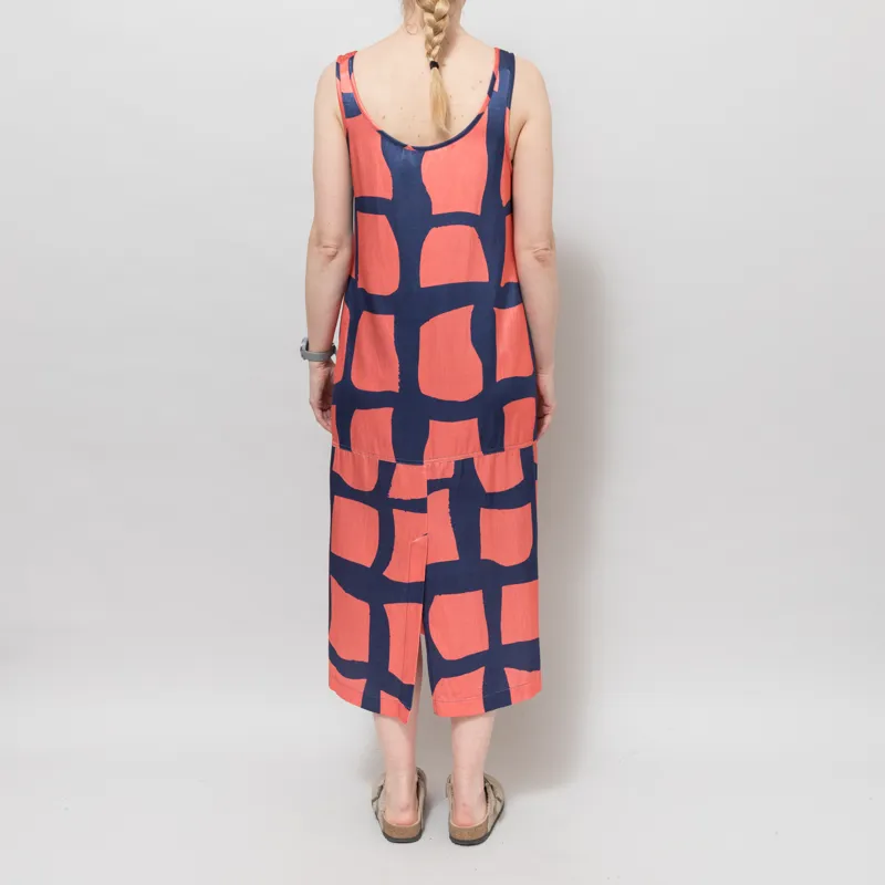 Folk Womens Slip Dress Abstract Block Print Navy-3