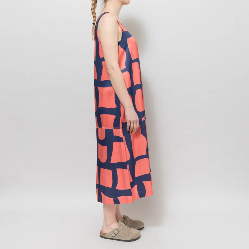 Folk Womens Slip Dress Abstract Block Print Navy-4