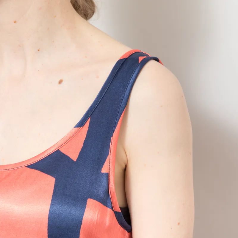 Folk Womens Slip Dress Abstract Block Print Navy-6