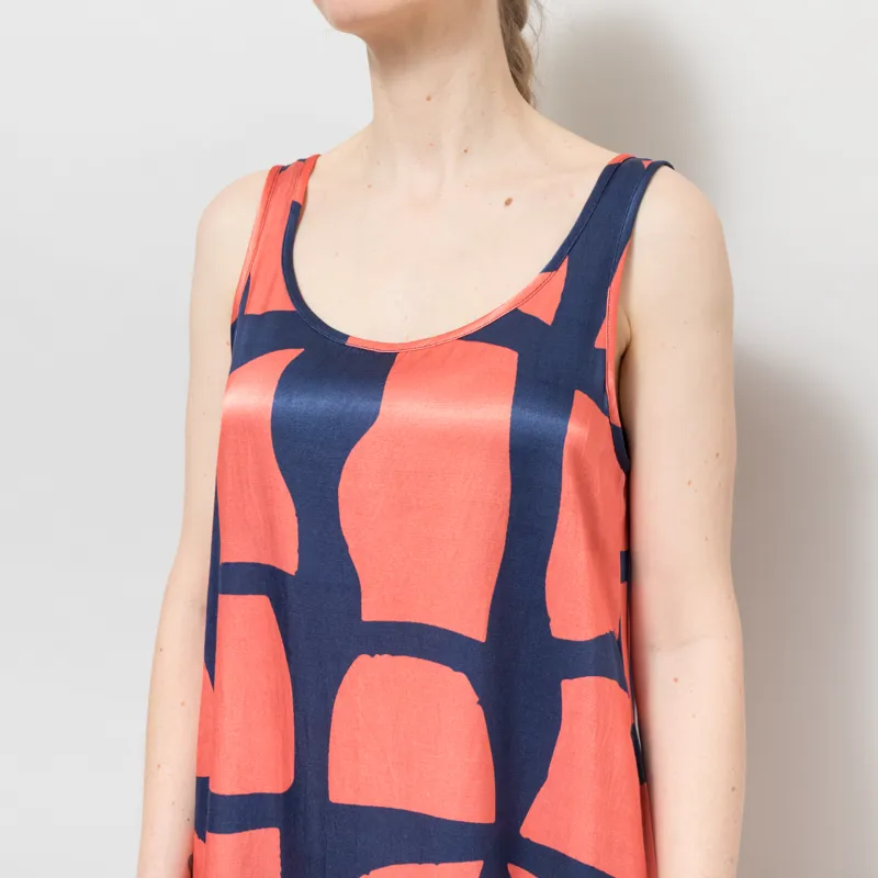 Folk Womens Slip Dress Abstract Block Print Navy-5