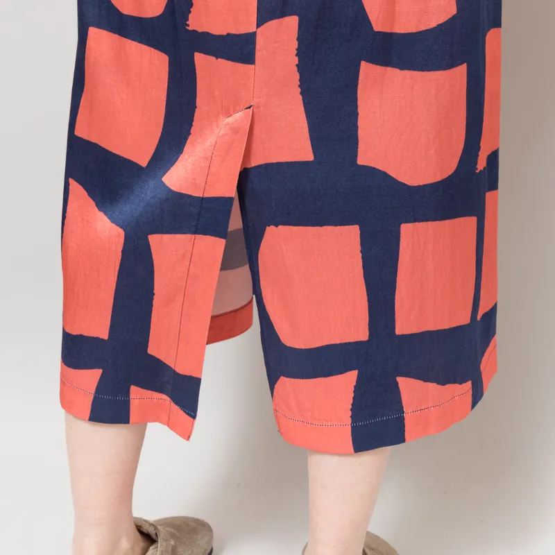 Folk Womens Slip Dress Abstract Block Print Navy-7