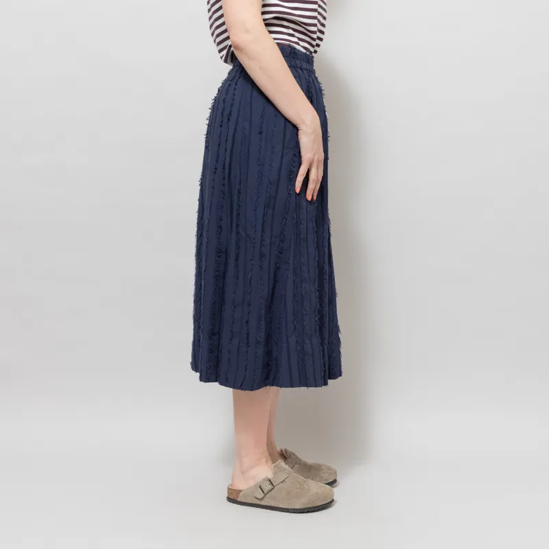 Folk Womens Full Seam Skirt Dark Navy Cutwork Stripe-4