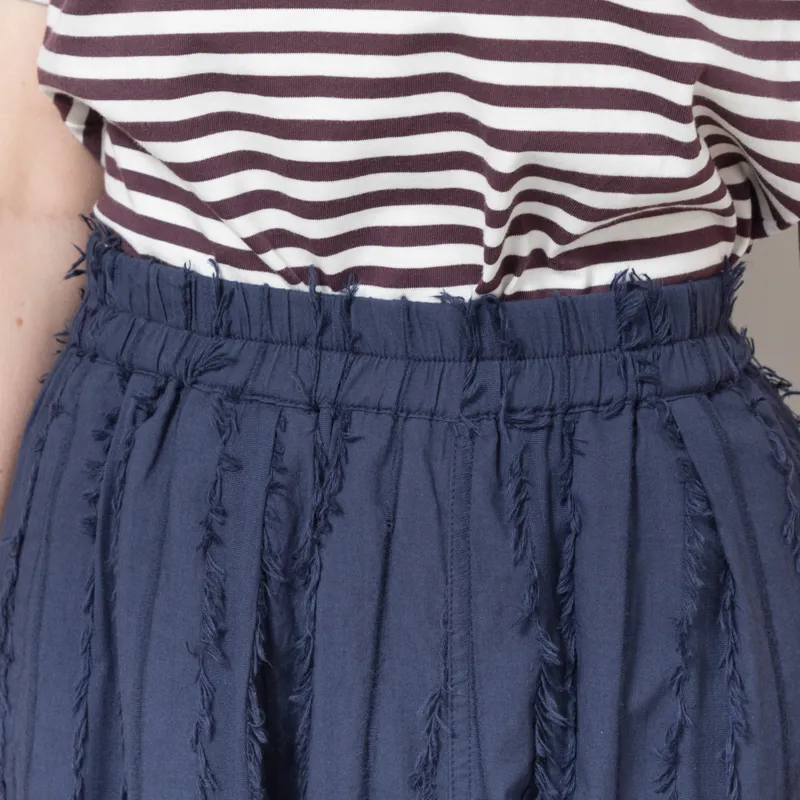 Folk Womens Full Seam Skirt Dark Navy Cutwork Stripe-5