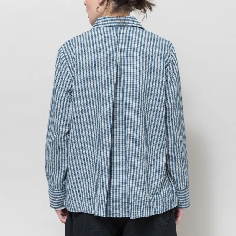 Folk Womens Pleated Shirt Indigo Crinkle Mini Check-2