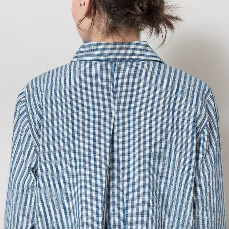 Folk Womens Pleated Shirt Indigo Crinkle Mini Check-5