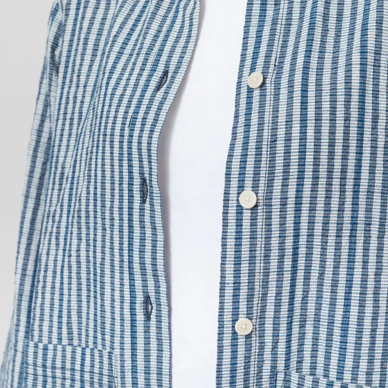 Folk Womens Pleated Shirt Indigo Crinkle Mini Check-4