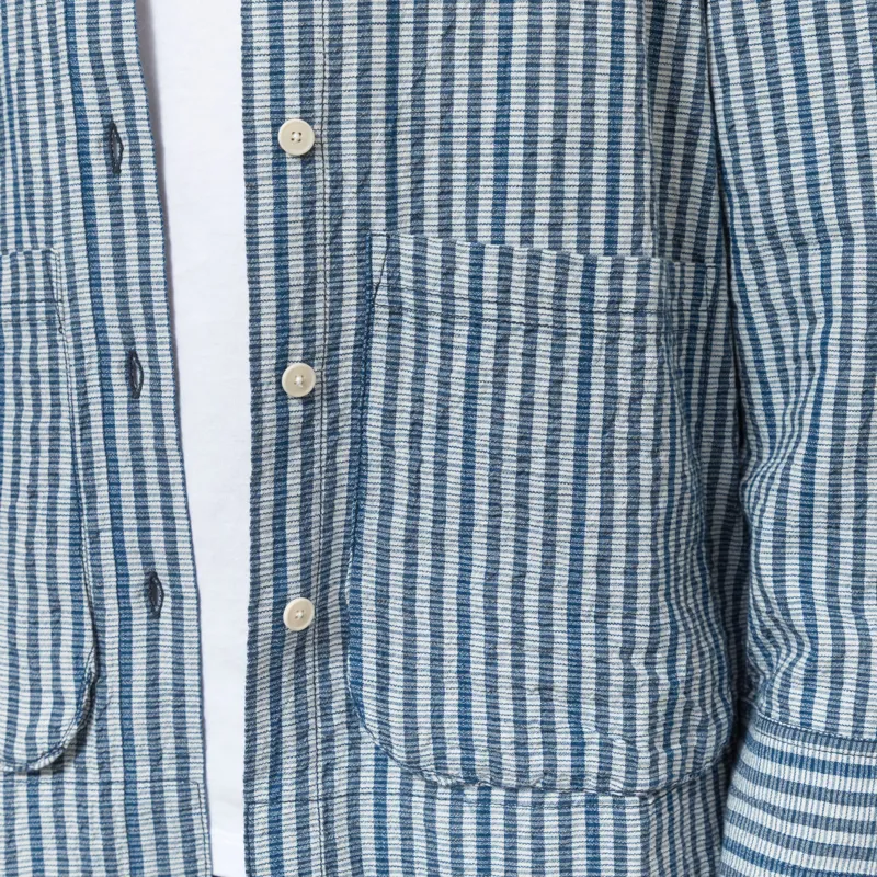 Folk Womens Pleated Shirt Indigo Crinkle Mini Check-7
